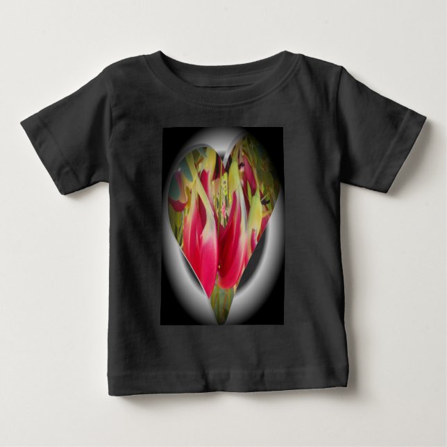 Camiseta Para Bebê Floral Heart Impressão (Frente)