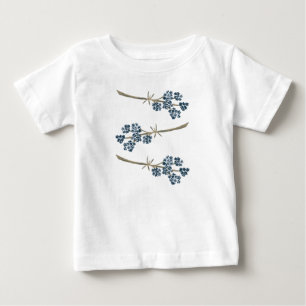 Camiseta Para Bebê Floral Motif Blue Watercolor Flor