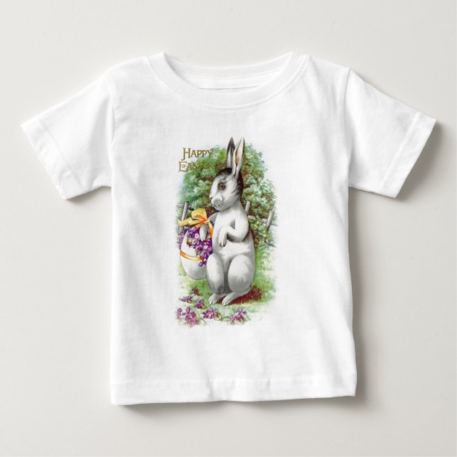 Camiseta Para Bebê Floral Páscoa Bunny (Frente)