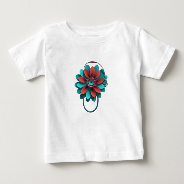 Camiseta Para Bebê Floral Stethoscope Design – Unique Medical & Healt (Frente)