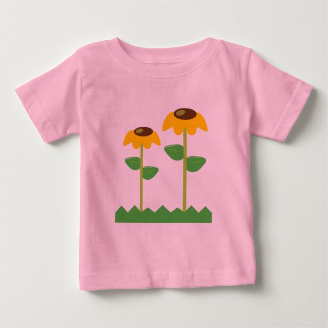 Camiseta Para Bebê Flores Amarelas (Frente)