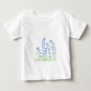 Camiseta Para Bebê Flores azuis