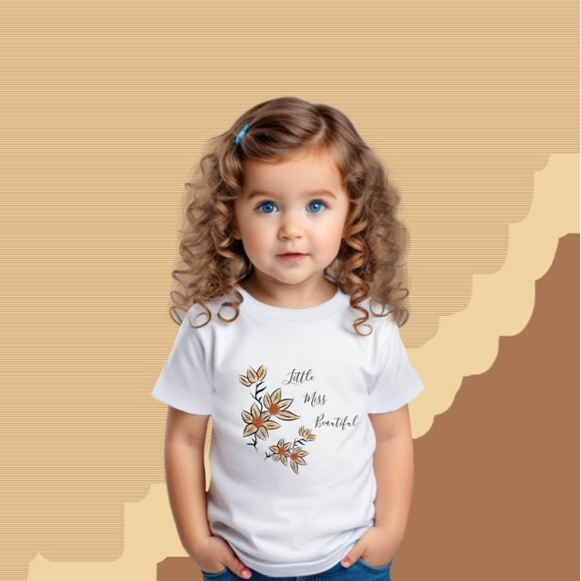 Camiseta Para Bebê Flores beges (Criador carregado)