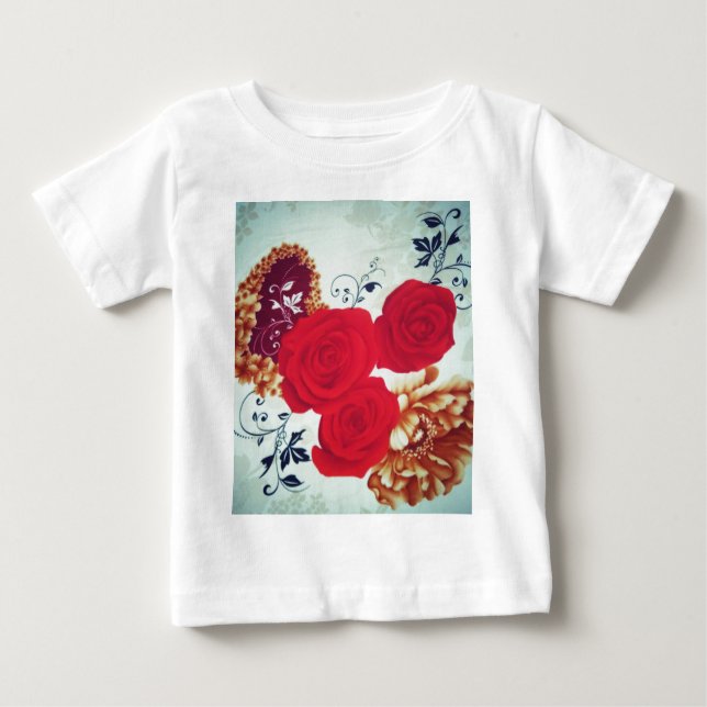 Camiseta Para Bebê Flores Bloqueando (Frente)