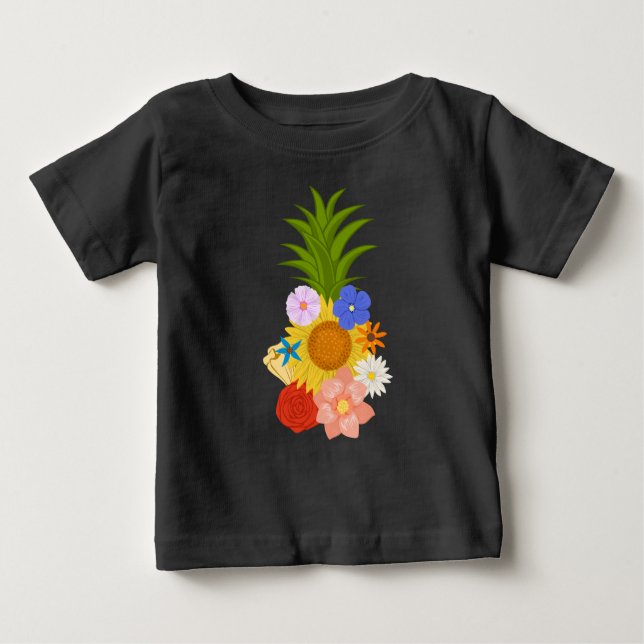 Camiseta Para Bebê Flores de Abacaxi (Frente)
