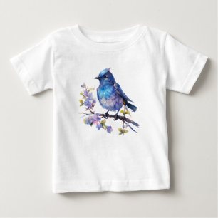 Camiseta Para Bebê Flores de aves de fada, cor de água Clipart-73611