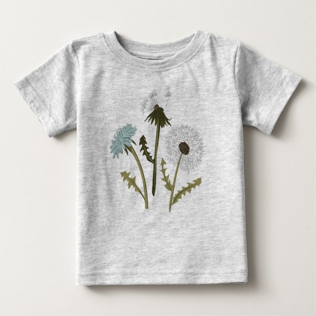 Camiseta Para Bebê Flores de Cinzas Azuis de Dandelions (Frente)
