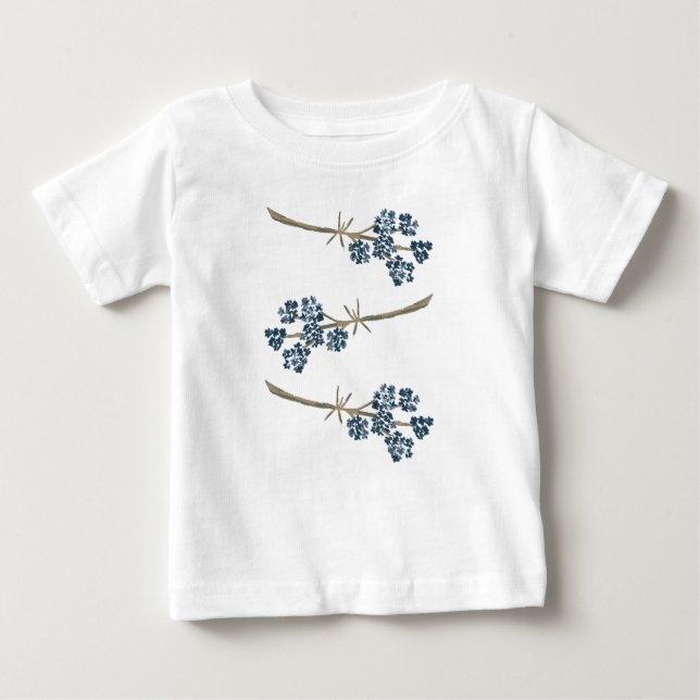 Camiseta Para Bebê Flores de Cor da Água Azul Elegante (Frente)