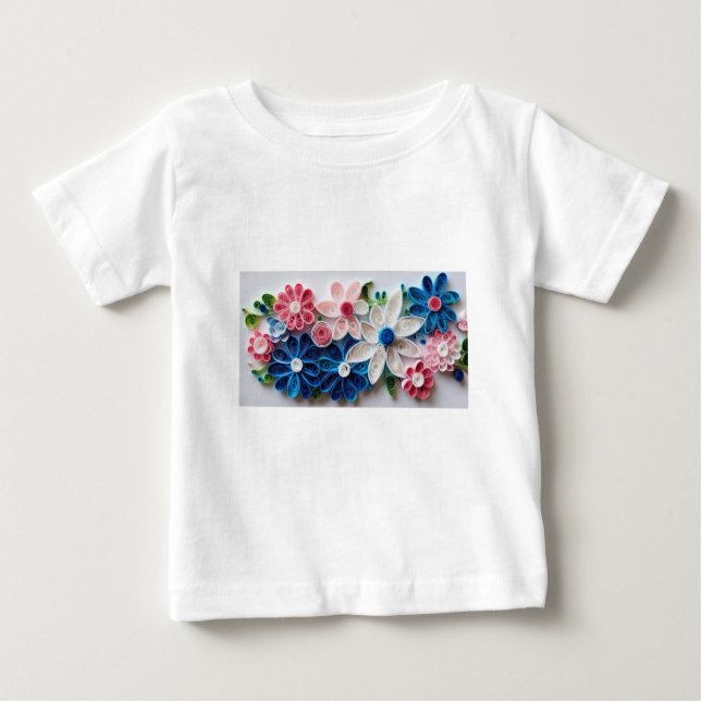 Camiseta Para Bebê "Flores de Enchimento de Papel Whimsical" (Frente)
