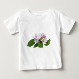Camiseta Para Bebê flores de flor de maçã e folhas verdes