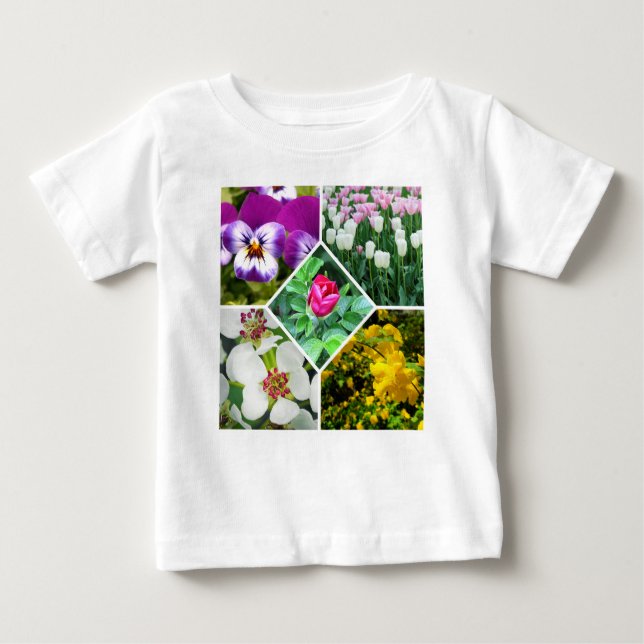 Camiseta Para Bebê Flores de primavera (Frente)