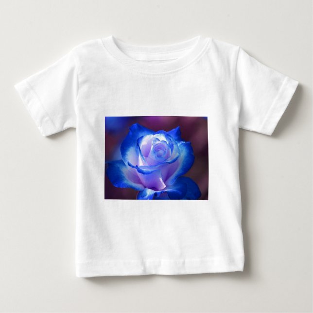 Camiseta Para Bebê flores de rosa penteado flores azuis (Frente)