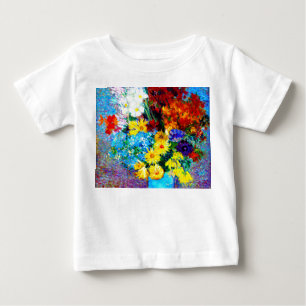Camiseta Para Bebê Flores de Van Gogh em um Vaso Azul
