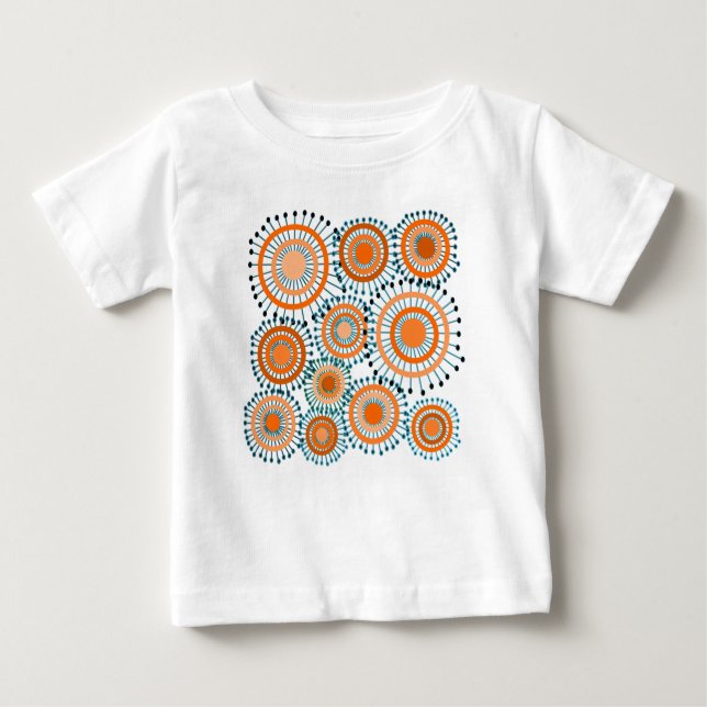 Camiseta Para Bebê Flores Laranja (Frente)