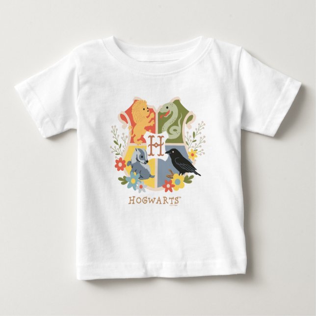Camiseta Para Bebê Flores Mágicas Brasão HOGWARTS™ (Frente)
