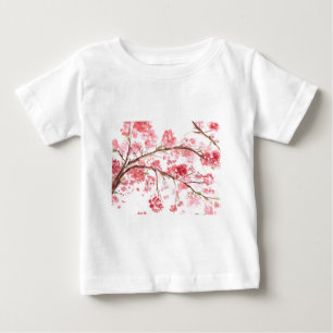 Camiseta Para Bebê Flores rosa de cerejeira floral Sakura Girly