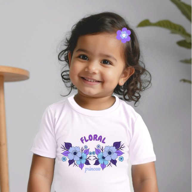 Camiseta Para Bebê Flores roxas (Criador carregado)
