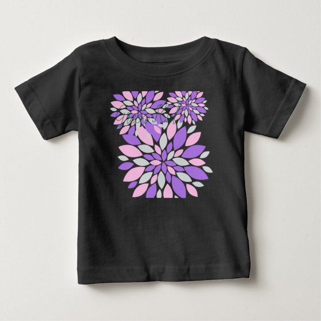 Camiseta Para Bebê Flores Roxas de Pétalas Mágicas (Frente)