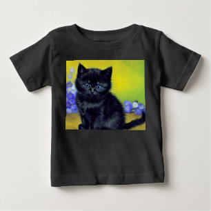 Camiseta Para Bebê Flores Roxas Pretas de Gogh