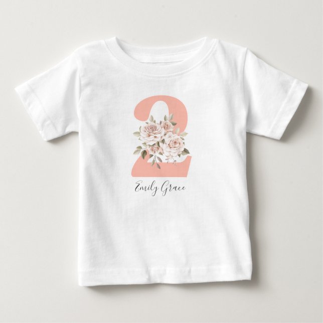 Camiseta Para Bebê Flores Rústicas Estilo Shabby Chic Rosas Festa de  (Frente)