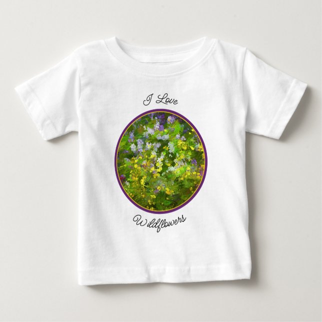 Camiseta Para Bebê Flores Selvagens Impasto - Arte Flor Original (Frente)