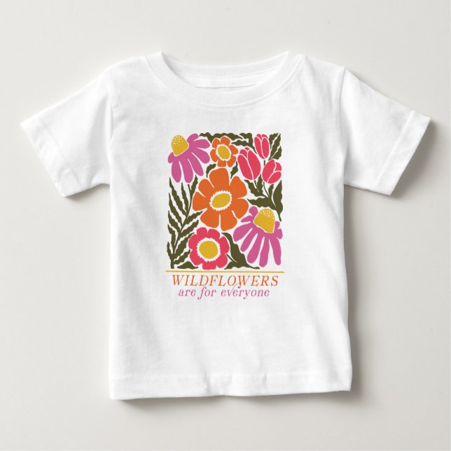 Camiseta Para Bebê Flores selvagens são para Todos Estilo Moderno de  (Frente)