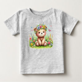 Camiseta Para Bebê Flores Silvestres e Borboletas Beary Fofos