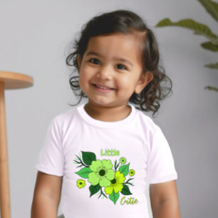 Camiseta Para Bebê Flores verdes