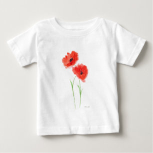 Camiseta Para Bebê Flores vermelhas