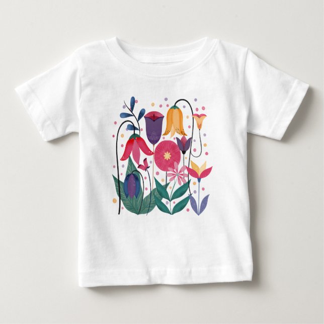Camiseta Para Bebê Flores Whimsical (Frente)