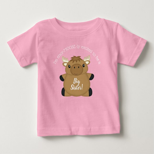 Camiseta Para Bebê Floresta Chá de fraldas Moose (Frente)