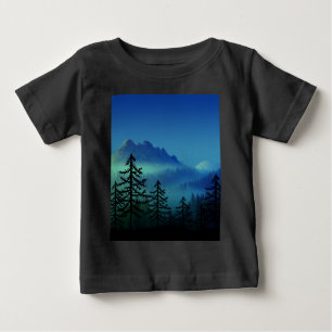 CAMISETA PARA BEBÊ FLORESTA DA MEIA-NOITE CALMA DA MONTANHA