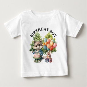Camiseta Para Bebê Floresta de Aquarela Caprichosa de Aniversário