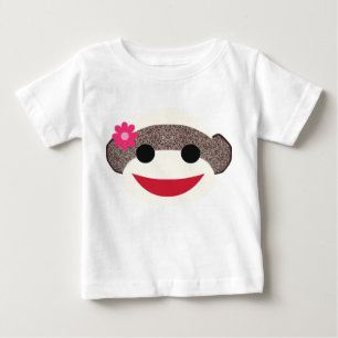 Camiseta Para Bebê Florista cor-de-rosa do macaco da peúga