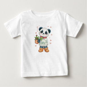 Camiseta Para Bebê Florista Panda