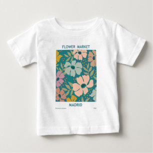 Camiseta Para Bebê Flower Market Madrid Impressão