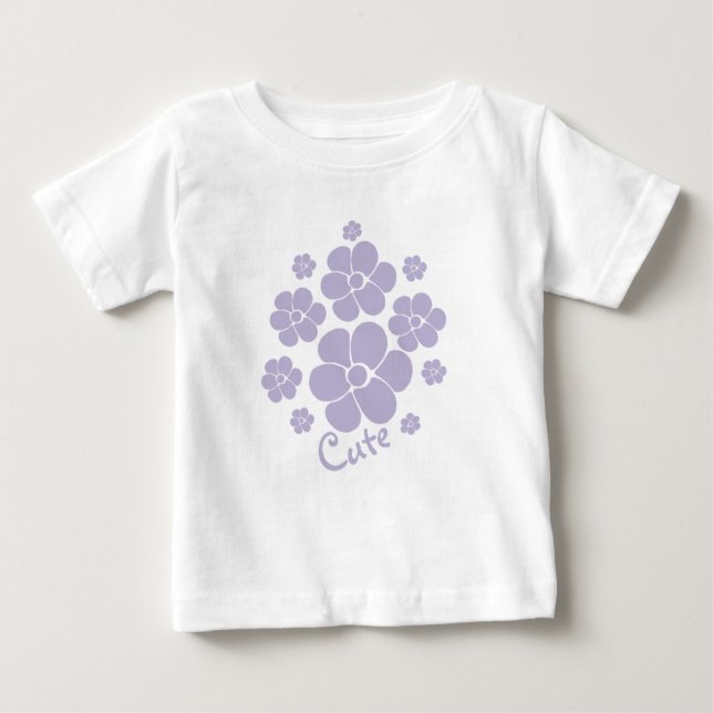 Camiseta Para Bebê Flower Pattern Cute - Roxo (Frente)