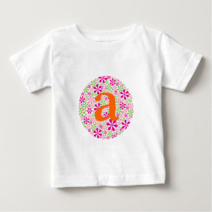 Camiseta Para Bebê Flower power cor-de-rosa & verde