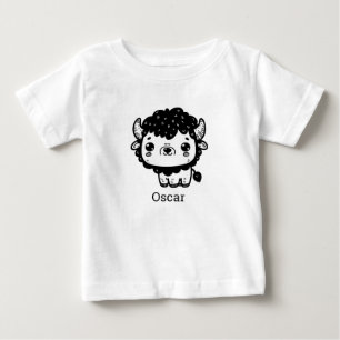 Camiseta Para Bebê Fluffy Bison Baby - Kawaii Fazenda Arte Animal