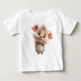 Camiseta Para Bebê Fluffy Piglet com olhos grandes