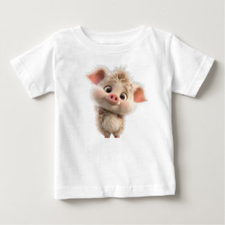 Camiseta Para Bebê Fluffy Piglet com olhos grandes