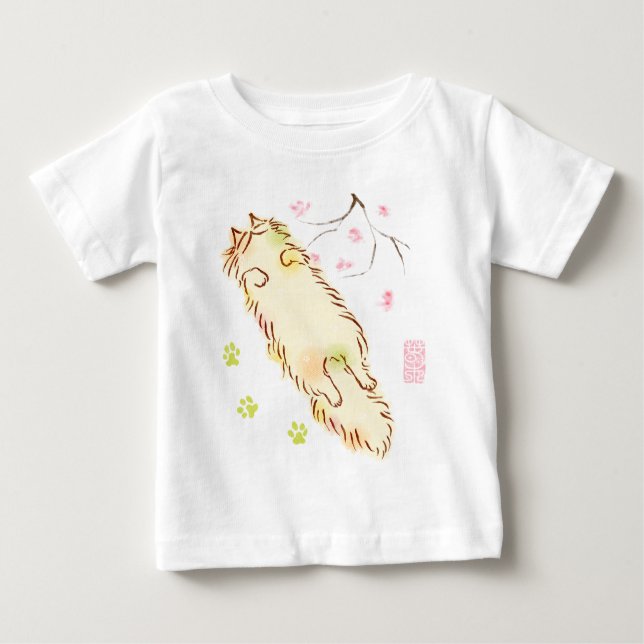 Camiseta Para Bebê Fluffy Sleepy Cat (Frente)