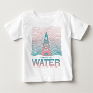 Camiseta Para Bebê Fluxo Com As Linhas De Onda De Kayaking Kayaker