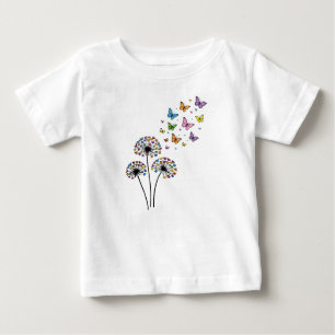 Camiseta Para Bebê Fluxo de borboleta do dente-de-leão
