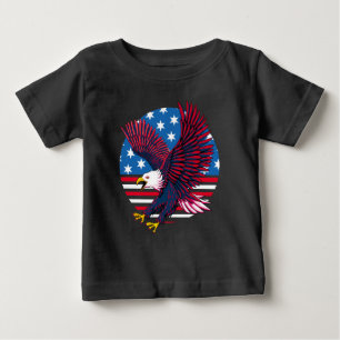 Camiseta Para Bebê Flying Eagle e American Flag