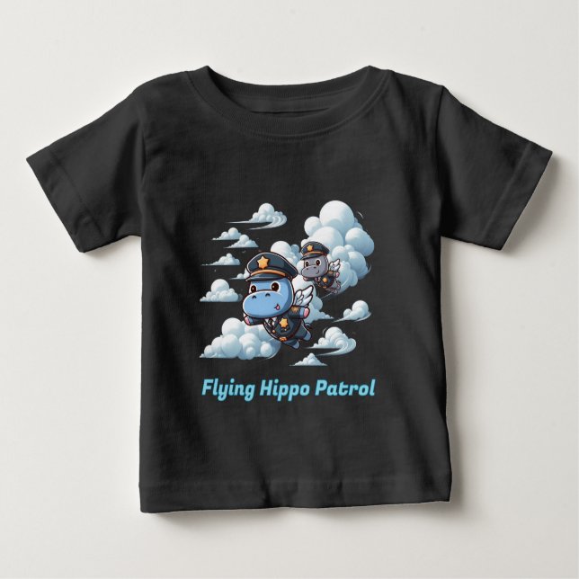 Camiseta Para Bebê "Flying Hippo Patrol" (Frente)