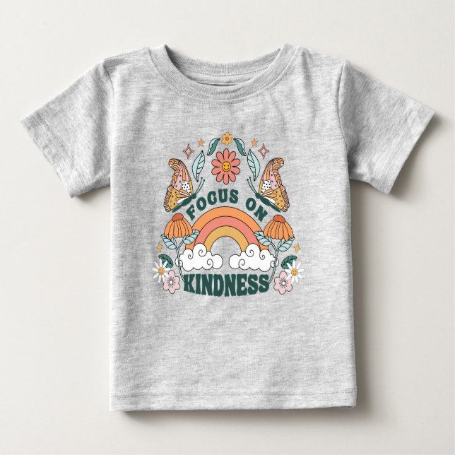Camiseta Para Bebê Foco na bondade Gráfico do Groovy (Frente)