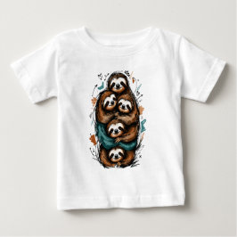 Camiseta Para Bebê Fofa Família de Preguiças Empilhadas – Desenho Eng
