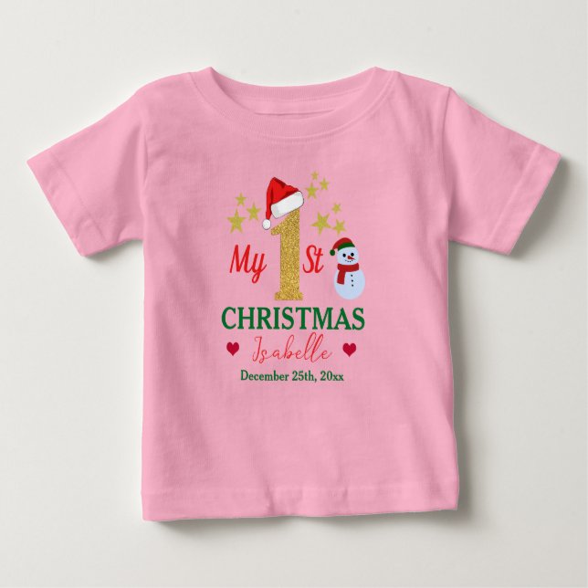 Camiseta Para Bebê Fofo-Cinto-De-Natal Com As Minhas 1ruas. (Frente)