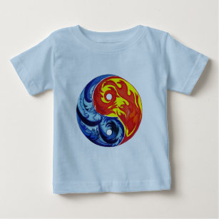 Camiseta Para Bebê Fogo e Gelo Yin-Yang